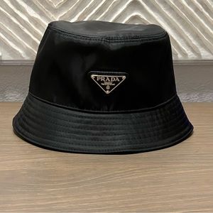 Prada Nylon Black Bucket Fisherman Hat  Medium Never Worn